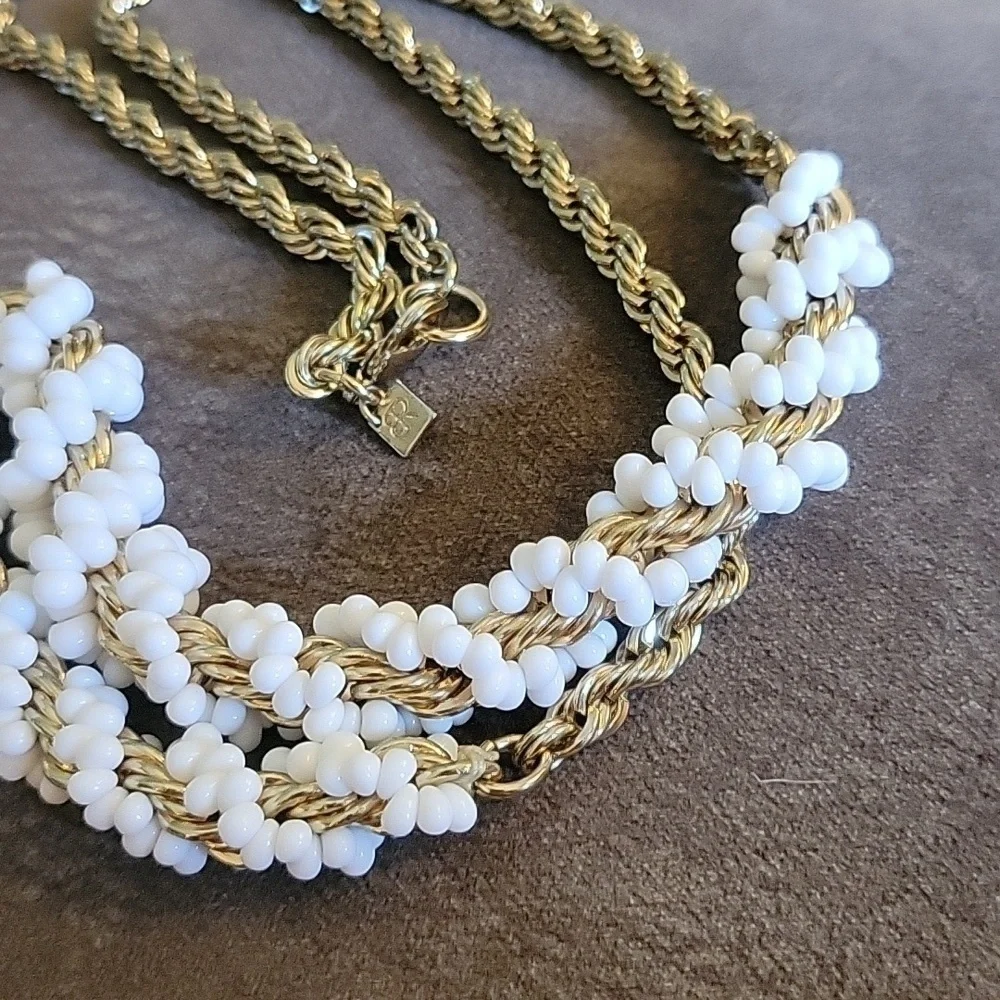 Vtg BANANA REPUBLIC Spiral Twisted Bayadere Beaded Chunky Chain Necklace